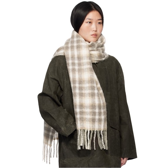 Holzweiler Fresia beige check alpaca scarf,All Products : American Fashion Style Bags On Sale